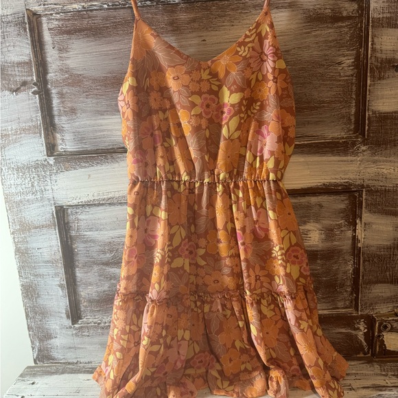 Altar'd State Floral Mini Dress in Orange and Pink - Picture 1 of 3